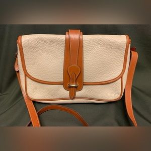 Dooney & Bourke Vintage White and Brown Leather Crossbody Bag